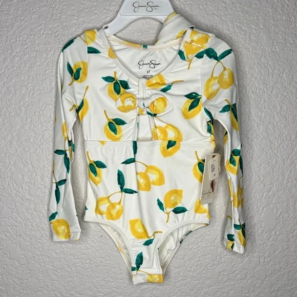 Jessica Simpson Toddler Girl 3T Lemon Cut Out Longsleeve One Piece Swimsuit - Picture 2 of 6